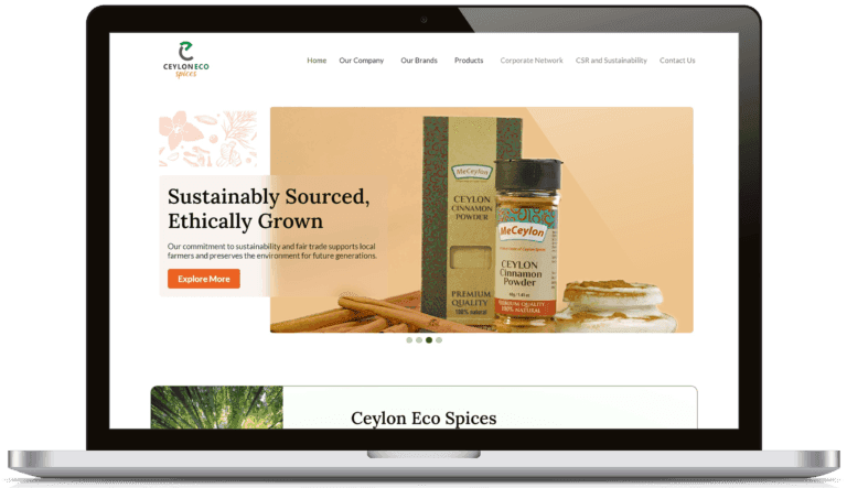 Ceylon Eco Spices Website project preview