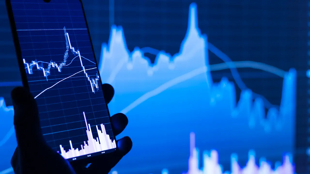 Financial market data displayed on a digital screen