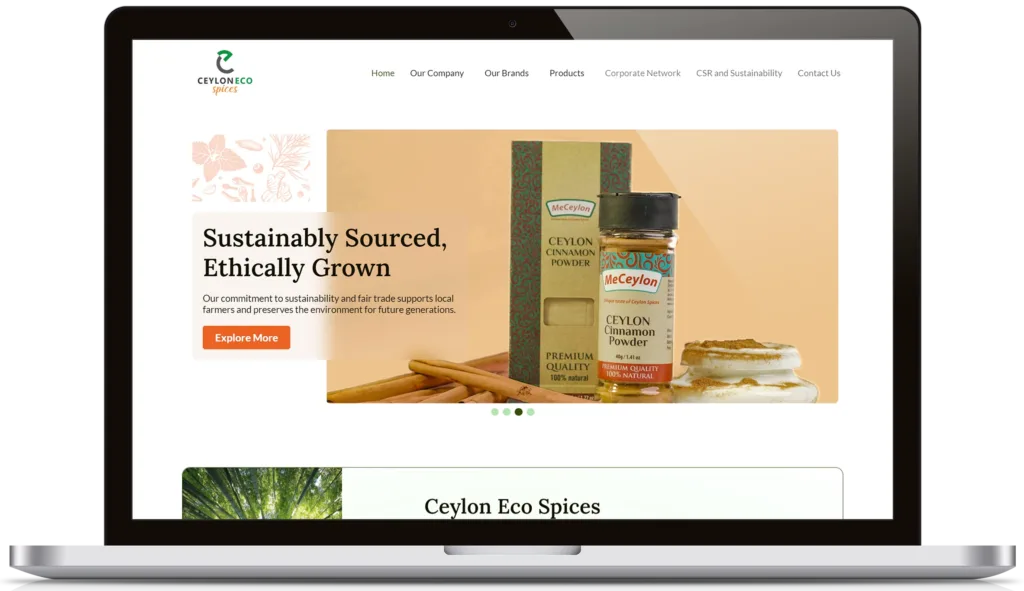 Ceylon Eco Spices Website project preview