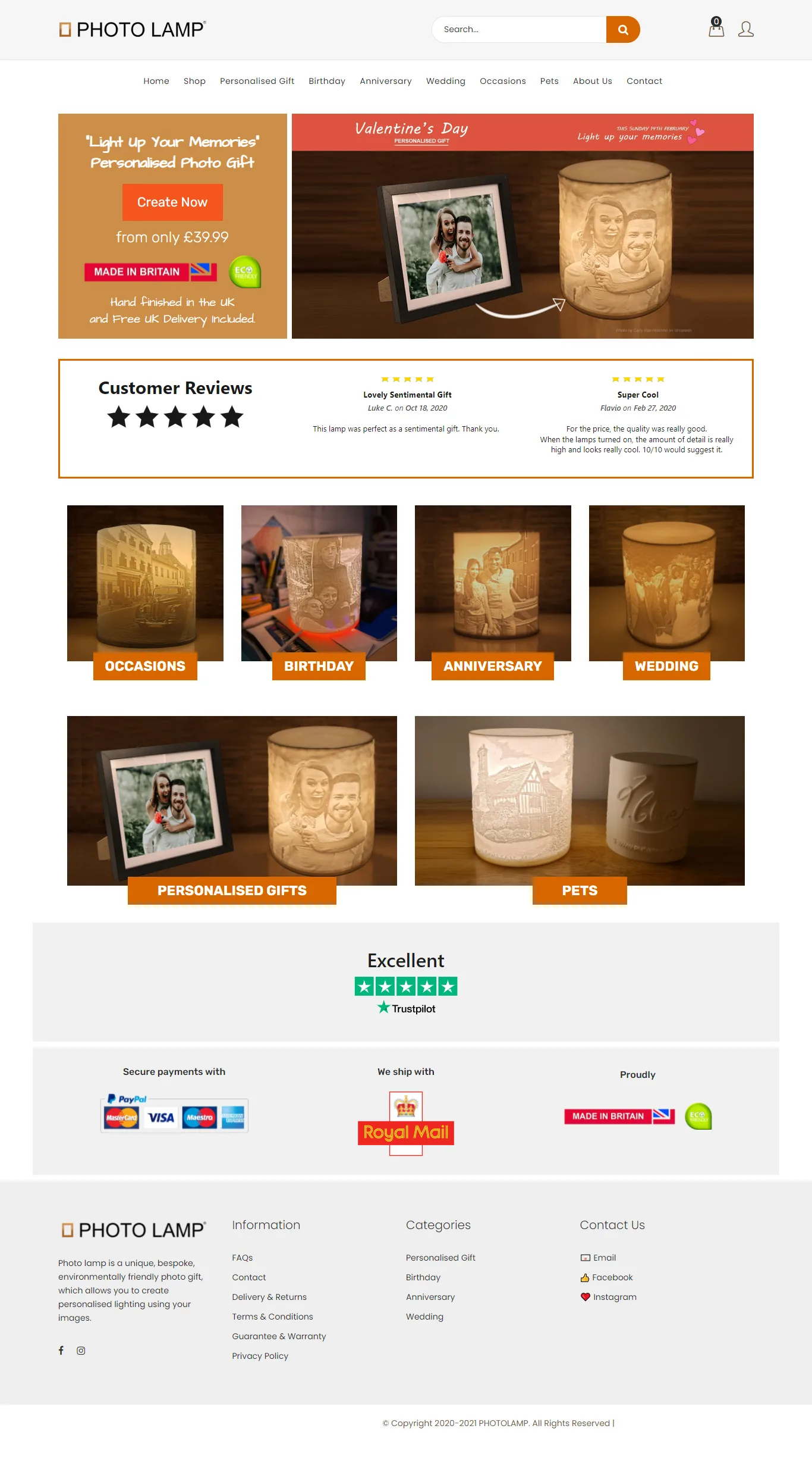 Website showcase for Photolamp eCommerce Website