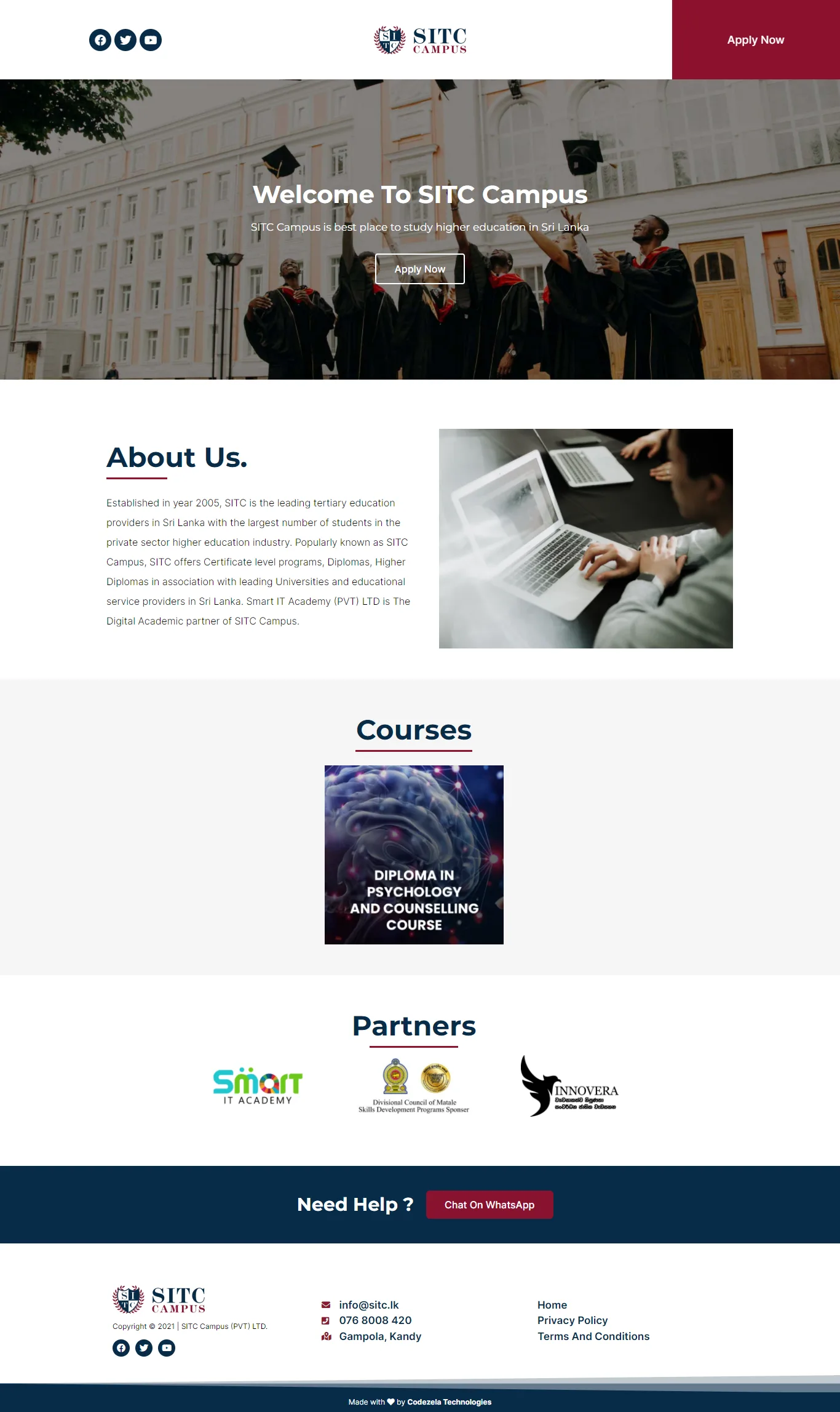 Website showcase for SITC Campus Website Development