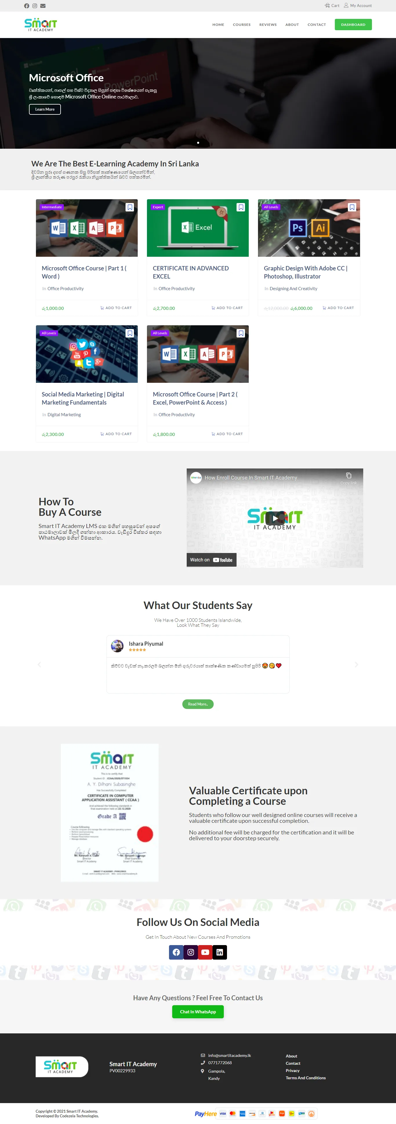 Website showcase for Smart IT Academy Learning Management Website
