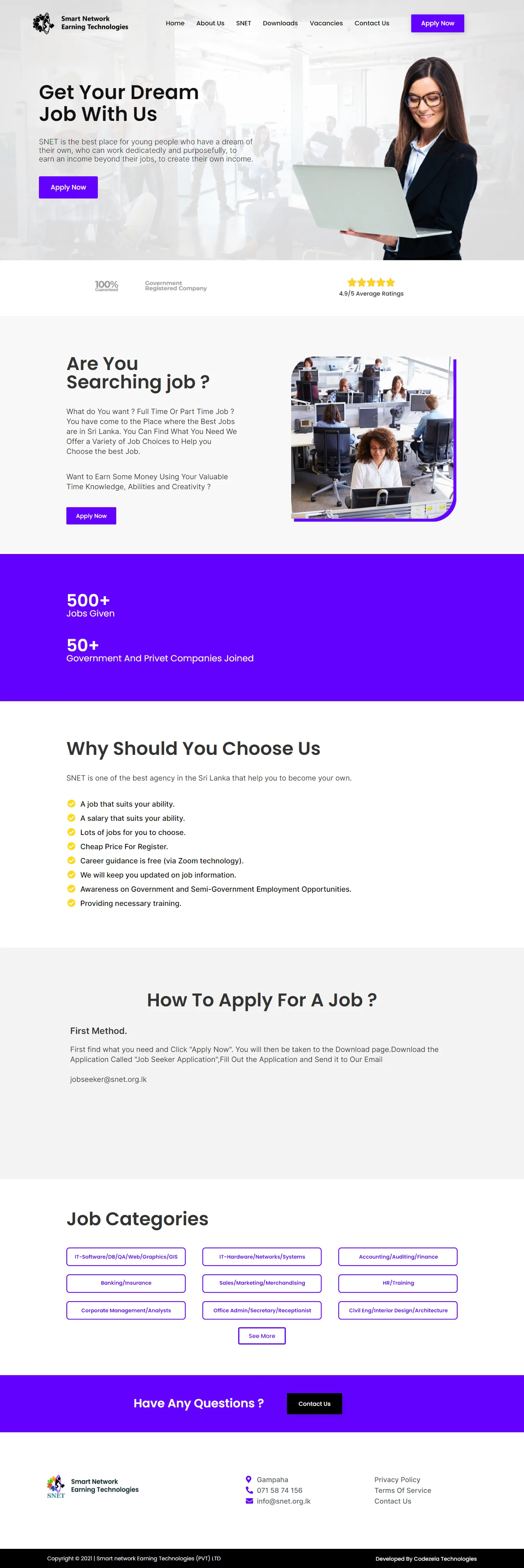 Website showcase for Smart Network Earning Solutions Website