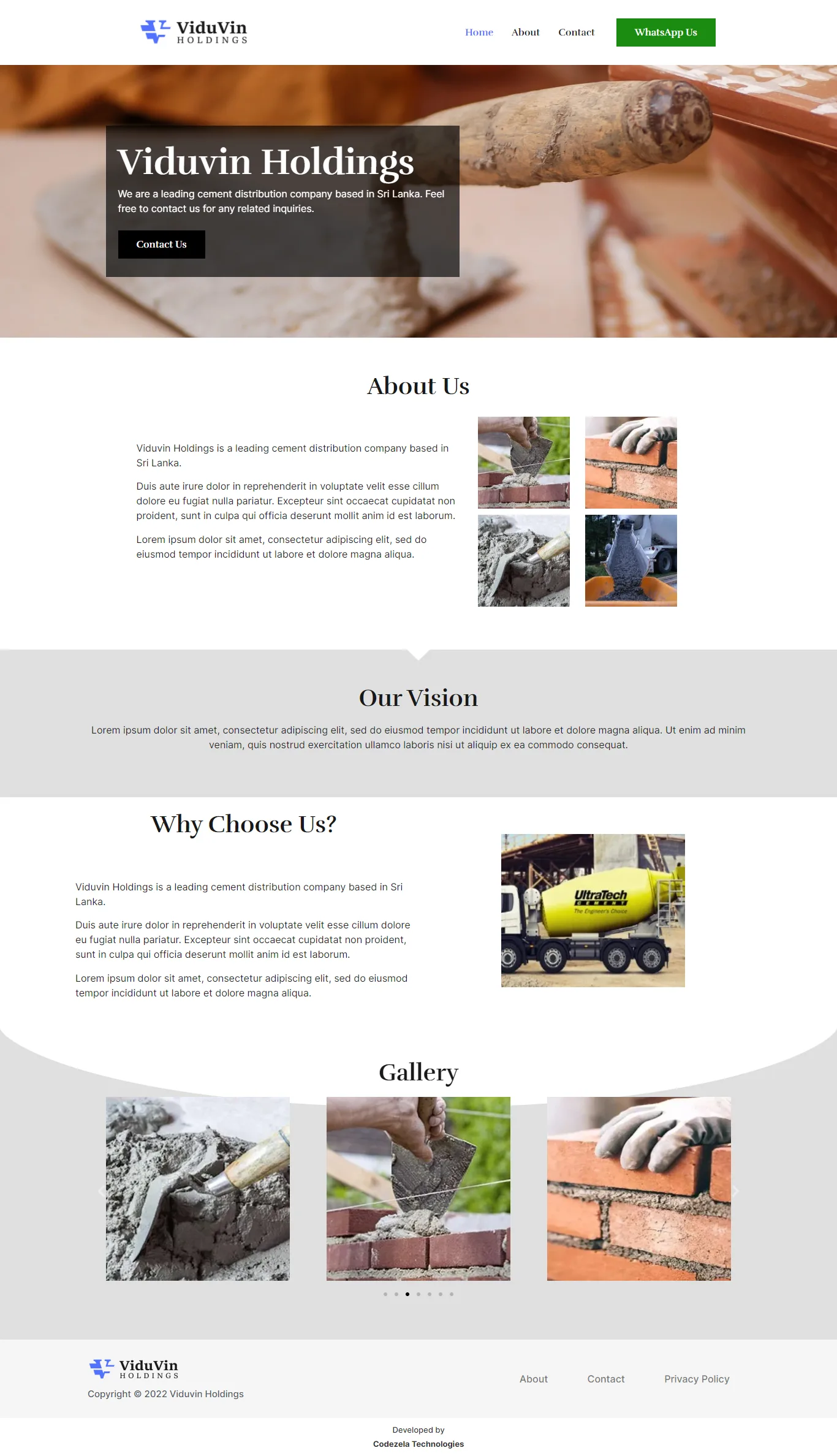 Website showcase for Viduvin Holdings Website Development