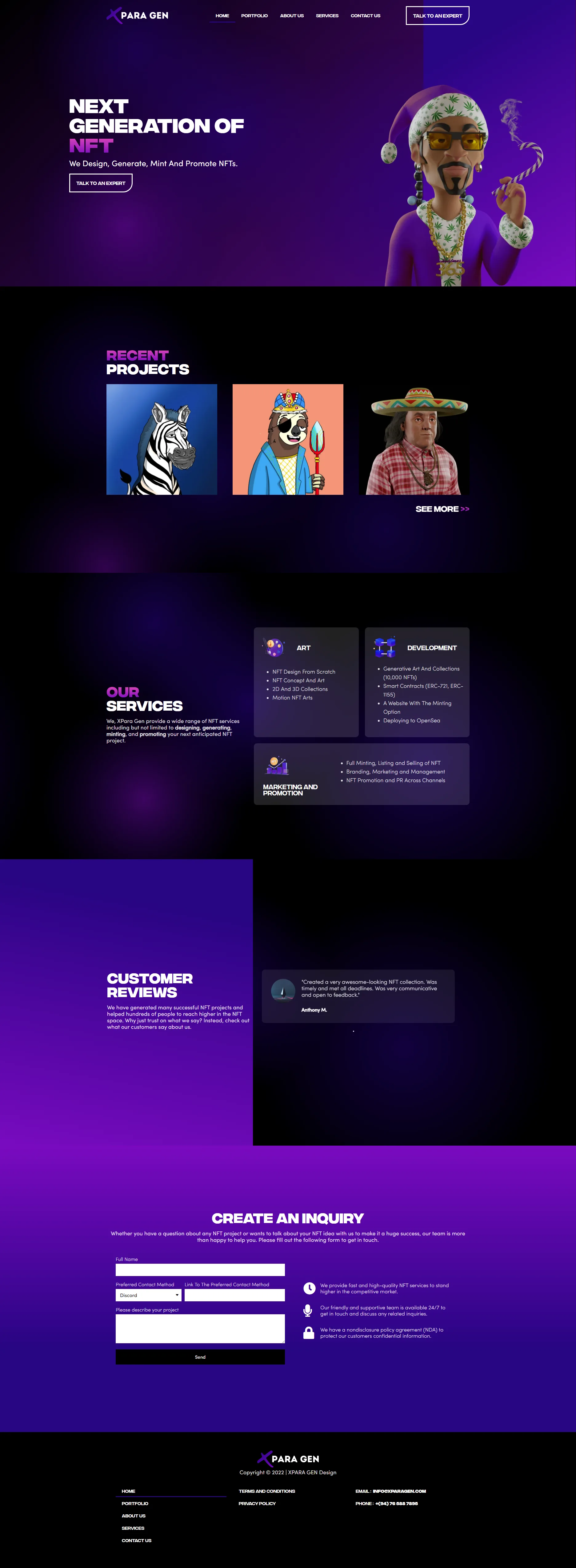Website showcase for XParaGen Website Development