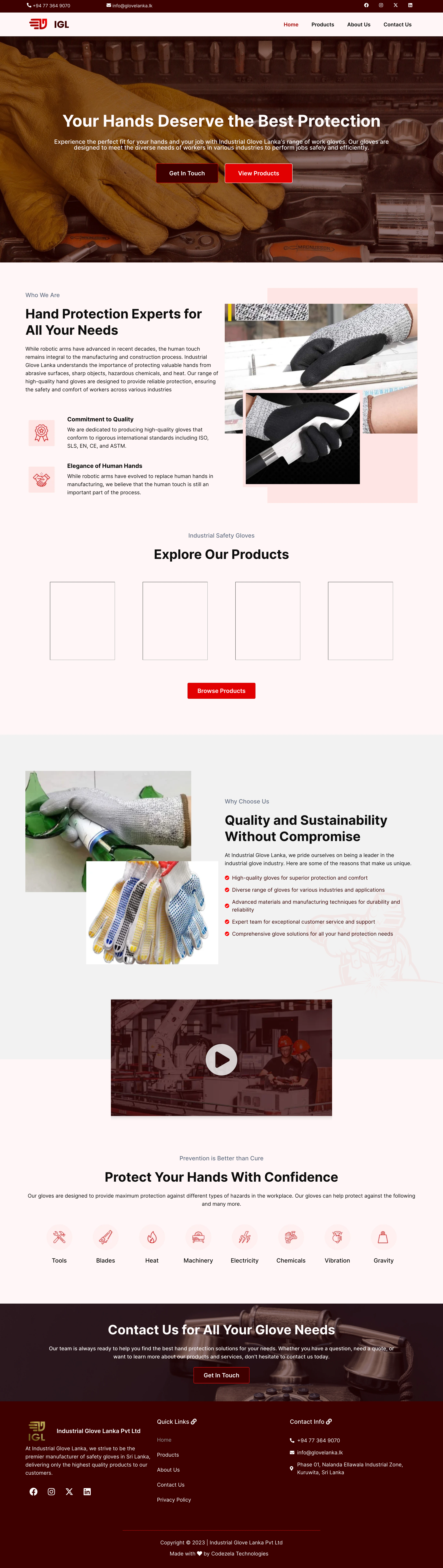 Website showcase for Industrial Glove Lanka Website Development